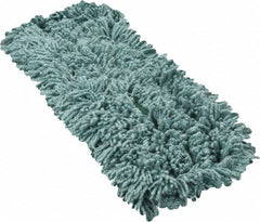 Rubbermaid - 24" Long x 5" Wide Yarn Blend Dust Mop Head - Slip-On/Slip-Through Backing, Green, Twisted Loop Head, Anti-Microbial - Exact Tooling