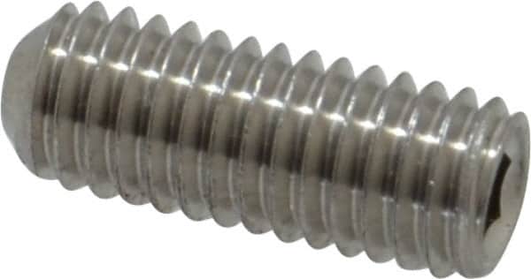 Value Collection - #10-32 UNF, 1/2" OAL, Cup Point Set Screw - Grade 18-8 Stainless Steel, 3/32" Key - Exact Tooling