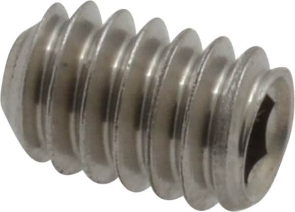 Value Collection - 1/4-20 UNC, 3/8" OAL, Cup Point Set Screw - Grade 18-8 Stainless Steel, 1/8" Key - Exact Tooling