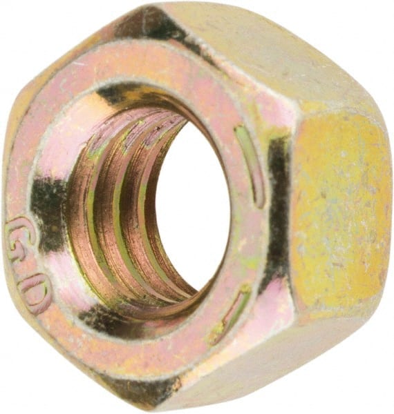 Value Collection - 5/16-18 UNC Steel Right Hand Hex Nut - 1/2" Across Flats, 17/64" High, Zinc Yellow Dichromate Finish - Exact Tooling
