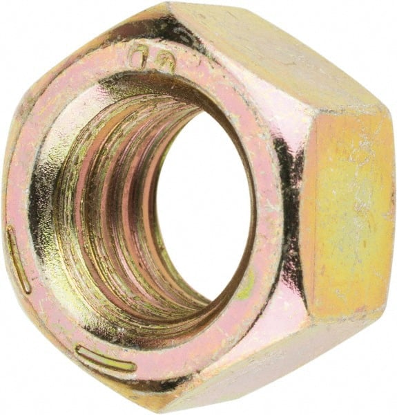Value Collection - 1/2-13 UNC Steel Right Hand Hex Nut - 3/4" Across Flats, 7/16" High, Zinc Yellow Dichromate Finish - Exact Tooling