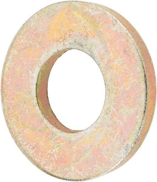 Value Collection - 1/4" Screw, Grade 8 Steel SAE Flat Washer - 9/32" ID x 5/8" OD, 1/16" Thick, Zinc Yellow Dichromate Finish - Exact Tooling
