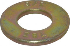 Value Collection - 3/8" Screw, Grade 8 Steel SAE Flat Washer - 13/32" ID x 13/16" OD, 1/16" Thick, Zinc Yellow Dichromate Finish - Exact Tooling