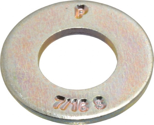 Value Collection - 7/16" Screw, Grade 8 Steel SAE Flat Washer - 15/32" ID x 59/64" OD, 1/16" Thick, Zinc Yellow Dichromate Finish - Exact Tooling