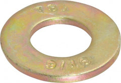 Value Collection - 9/16" Screw, Grade 8 Steel SAE Flat Washer - 19/32" ID x 1-3/16" OD, 3/32" Thick, Zinc Yellow Dichromate Finish - Exact Tooling