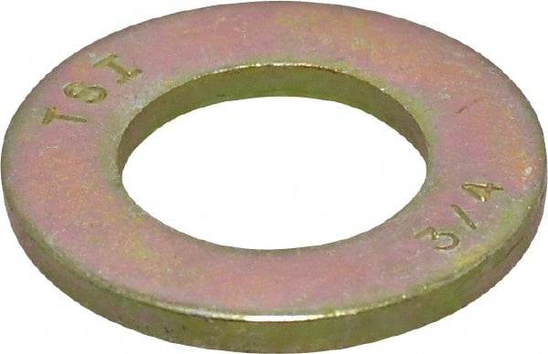 Value Collection - 3/4" Screw, Grade 8 Steel SAE Flat Washer - 13/16" ID x 1-1/2" OD, 9/64" Thick, Zinc Yellow Dichromate Finish - Exact Tooling