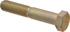 Made in USA - 1/2-13 UNC, 2-3/4" Length Under Head Hex Head Cap Screw - Partially Threaded, Grade 8 Alloy Steel, Zinc Yellow Dichromate Finish, 3/4" Hex - Exact Tooling