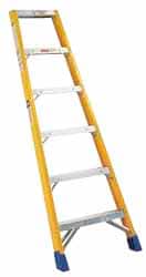 Made in USA - 12 Ft. High, Type IA Rating, Fiberglass Shelf Ladder - Exact Tooling