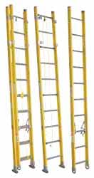 Made in USA - 28' High, Type IAA Rating, Fiberglass Extension Ladder - Exact Tooling