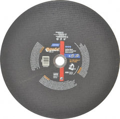 Norton - 14" Aluminum Oxide Cutoff Wheel - 3/32" Thick, 1" Arbor, 4,365 Max RPM, Use with Stationary Tools - Exact Tooling