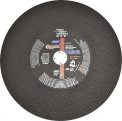 Norton - 14" Aluminum Oxide Cutoff Wheel - 3/32" Thick, 1" Arbor, 4,365 Max RPM, Use with Stationary Tools - Exact Tooling