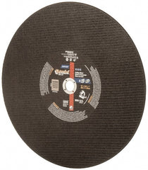 Norton - 16" Aluminum Oxide Cutoff Wheel - 7/64" Thick, 1" Arbor, 3,820 Max RPM, Use with Stationary Tools - Exact Tooling
