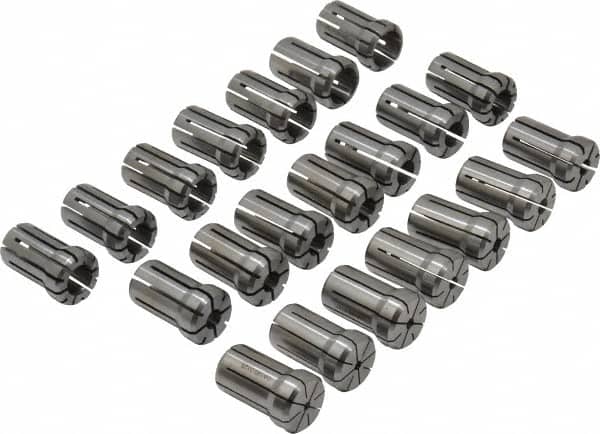 Parlec - 21 Piece, 1/8" to 3/4" Capacity, Double Angle Collet Set - Series DA180 - Exact Tooling