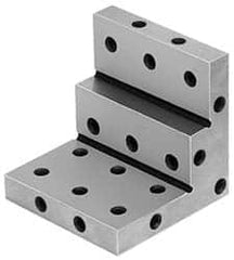 Suburban Tool - 3" Wide x 2-3/4" Deep x 3" High Steel Precision-Ground Angle Plate - Stepped Plate, Machined Holes on Surface, Open End, 9/16" Thick, Single Plate - Exact Tooling