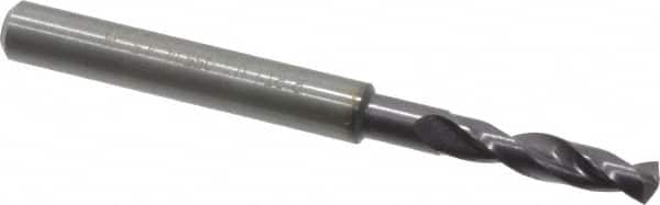 Guhring - #16 140° Spiral Flute Solid Carbide Screw Machine Drill Bit - FIREX Finish, Right Hand Cut, 24mm Flute Length, 66mm OAL, SU Point, Straight Shank - Exact Tooling