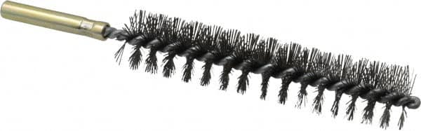 Value Collection - 3/4" Diam Helical Steel Tube Brush - Single Spiral, 0.012" Filament Diam, 3-1/2" Brush Length, 5-1/2" OAL, 1/4" Diam Shank - Exact Tooling