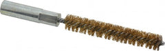 Value Collection - 3/8" Diam Helical Brass Tube Brush - Double Spiral, 0.014" Filament Diam, 2-23/64" Brush Length, 4" OAL, 3/16-24 Female Shank - Exact Tooling