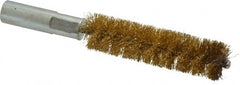 Value Collection - 5/8" Diam Helical Brass Tube Brush - Double Spiral, 0.014" Filament Diam, 2-23/64" Brush Length, 4" OAL, 5/16-18 Female Shank - Exact Tooling