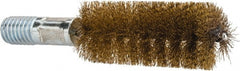 Value Collection - 1" Diam Helical Brass Tube Brush - Double Spiral, 0.012" Filament Diam, 2-23/64" Brush Length, 4" OAL, 1/2-12 Male Shank - Exact Tooling