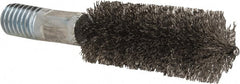 Value Collection - 1" Diam Helical Stainless Steel Tube Brush - Double Spiral, 0.012" Filament Diam, 2-23/64" Brush Length, 4" OAL, 1/2-12 Male Shank - Exact Tooling