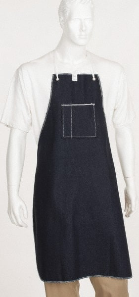 Ansell - 28 x 36" General Purpose Bib Apron - Denim, 14 oz Material, Blue, 1 Pocket, Tie Waist & Neck Strap Closure - Exact Tooling