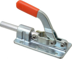 Lapeer - 800 Lb Load Capacity, Flanged Base, Carbon Steel, Standard Straight Line Action Clamp - 6 Mounting Holes, 0.28" Mounting Hole Diam, 1/2" Plunger Diam, Straight Handle - Exact Tooling