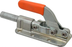 Lapeer - 2,500 Lb Load Capacity, Flanged Base, Carbon Steel, Standard Straight Line Action Clamp - 6 Mounting Holes, 0.34" Mounting Hole Diam, 5/8" Plunger Diam, Straight Handle - Exact Tooling