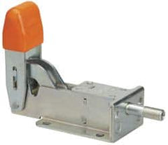 Lapeer - 800 Lb Load Capacity, Flanged Base, Carbon Steel, Standard Straight Line Action Clamp - 6 Mounting Holes, 0.266" Mounting Hole Diam, 3/8" Plunger Diam, Straight Handle - Exact Tooling