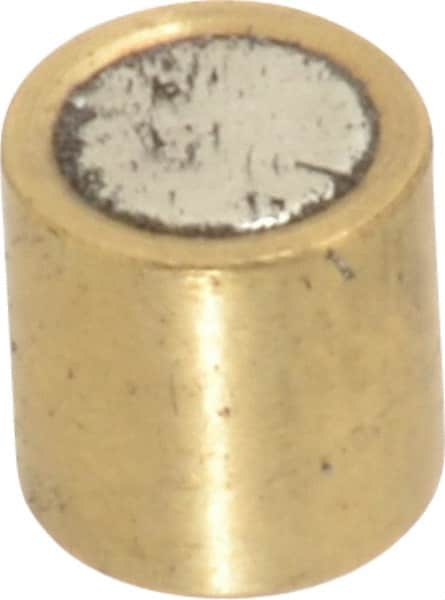 Mag-Mate - 1/4" Diam x 1/4" High, 0.63 Lb Average Pull Force, 1-1/4 Lb Max Pull Force, Neodymium Rare Earth Shielded Magnet - Brass Shield, 0.032" Shielding Wall Thickness - Exact Tooling