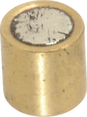 Mag-Mate - 1/4" Diam x 1/4" High, 0.63 Lb Average Pull Force, 1-1/4 Lb Max Pull Force, Neodymium Rare Earth Shielded Magnet - Brass Shield, 0.032" Shielding Wall Thickness - Exact Tooling