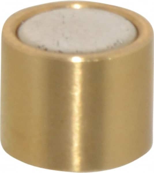 Mag-Mate - 5/16" Diam x 1/4" High, 1 Lb Average Pull Force, 2 Lb Max Pull Force, Neodymium Rare Earth Shielded Magnet - Brass Shield, 0.032" Shielding Wall Thickness - Exact Tooling
