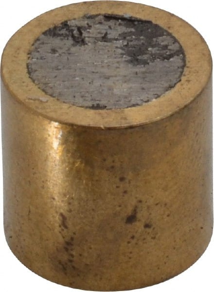 Mag-Mate - 1/2" Diam x 1/2" High, 3-1/2 Lb Average Pull Force, 7 Lb Max Pull Force, Neodymium Rare Earth Shielded Magnet - Brass Shield, 0.062" Shielding Wall Thickness - Exact Tooling