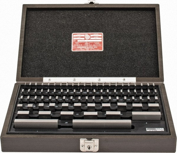 Starrett - 81 Piece, 0.05 to 4", Grade B, Steel Gage Block Set - Rectangular, 0.00005" Tolerance - Exact Tooling