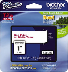 Brother - 7.8" Wide, Red on White Label Tape - For Label Maker - Exact Tooling