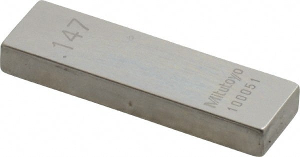 Mitutoyo - 0.147" Rectangular Steel Gage Block - Accuracy Grade AS-1, Includes Certificate of Inspection - Exact Tooling