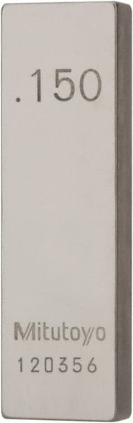Mitutoyo - 0.15" Rectangular Steel Gage Block - Accuracy Grade AS-1, Includes Certificate of Inspection - Exact Tooling