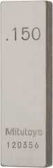 Mitutoyo - 0.15" Rectangular Steel Gage Block - Accuracy Grade AS-1, Includes Certificate of Inspection - Exact Tooling