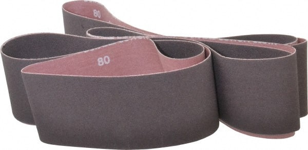 Norton - 3" Wide x 132" OAL, 80 Grit, Aluminum Oxide Abrasive Belt - Aluminum Oxide, Medium, Coated, X Weighted Cloth Backing, Series R228 - Exact Tooling