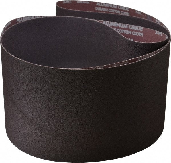 Norton - 8" Wide x 107" OAL, 60 Grit, Aluminum Oxide Abrasive Belt - Aluminum Oxide, Medium, Coated, X Weighted Cloth Backing, Series R228 - Exact Tooling