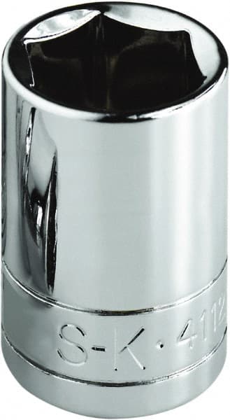 SK - 1-3/16", 1/2" Drive, Standard Hand Socket - 6 Points, Steel, Chrome Finish - Exact Tooling
