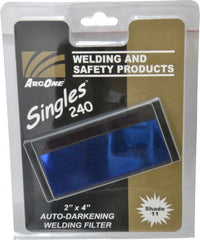 ArcOne - 4-1/4" Wide x 2" High, Lens Shade 11, Auto-Darkening Lens - 0.2" Thick, Green, Horizontal Mount - Exact Tooling