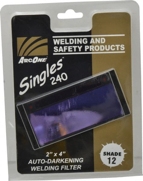 ArcOne - 4-1/4" Wide x 2" High, Lens Shade 12, Auto-Darkening Lens - 0.2" Thick, Green, Horizontal Mount - Exact Tooling