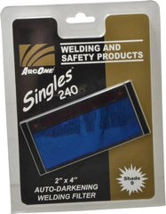 ArcOne - 4-1/4" Wide x 2" High, Lens Shade 9, Auto-Darkening Lens - 0.2" Thick, Green, Horizontal Mount - Exact Tooling