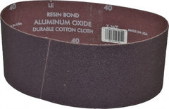 Norton - 4" Wide x 24" OAL, 40 Grit, Aluminum Oxide Abrasive Belt - Aluminum Oxide, Coarse, Coated, X Weighted Cloth Backing, Series R228 - Exact Tooling