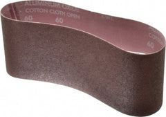 Norton - 4" Wide x 24" OAL, 60 Grit, Aluminum Oxide Abrasive Belt - Aluminum Oxide, Medium, Coated, X Weighted Cloth Backing, Series R228 - Exact Tooling