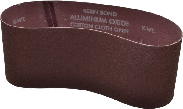 Norton - 4" Wide x 24" OAL, 80 Grit, Aluminum Oxide Abrasive Belt - Aluminum Oxide, Medium, Coated, X Weighted Cloth Backing, Series R228 - Exact Tooling