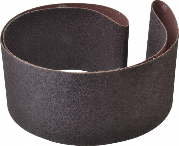 Norton - 4" Wide x 54" OAL, 40 Grit, Aluminum Oxide Abrasive Belt - Aluminum Oxide, Coarse, Coated, X Weighted Cloth Backing, Series R228 - Exact Tooling