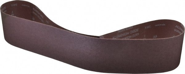Norton - 4" Wide x 54" OAL, 60 Grit, Aluminum Oxide Abrasive Belt - Aluminum Oxide, Medium, Coated, X Weighted Cloth Backing, Series R228 - Exact Tooling