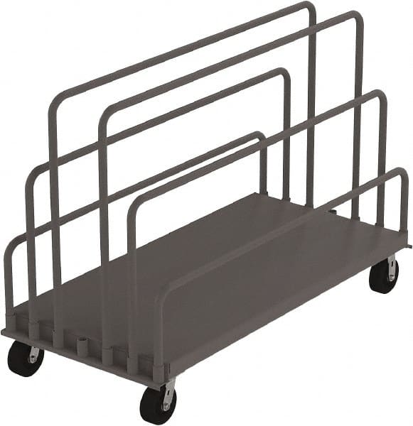 Jamco - 2,000 Lb Capacity Adjustable Sheet & Panel Truck - Steel Deck, 72" OAW, 9" Platform Height, Phenolic Casters - Exact Tooling