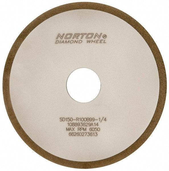 Norton - 6" Diam x 1-1/4" Hole x 1/8" Thick, 150 Grit Surface Grinding Wheel - Diamond, Type 1A1, Very Fine Grade, Resinoid Bond - Exact Tooling